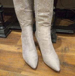 Suede & crystal boot